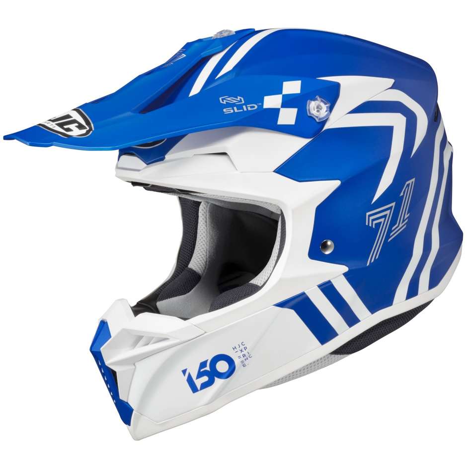 Moto Cross Enduro Helm Hjc i50 HEX MC2SF Weiß Blau Undurchsichtig