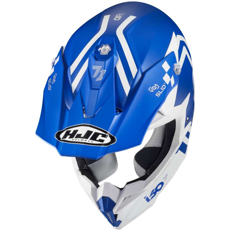 Moto Cross Enduro Helm Hjc i50 HEX MC2SF Weiß Blau Undurchsichtig