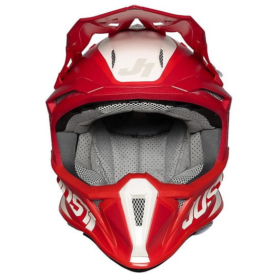 Moto Cross Enduro Helm In Fiber Just1 J18 PULSAR Rot Weiß Matt