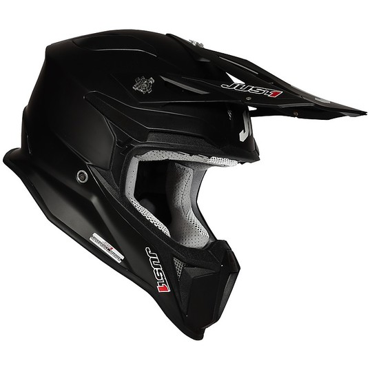 Moto Cross Enduro Helm In Fiber Just1 J18 SOLID Matt Schwarz