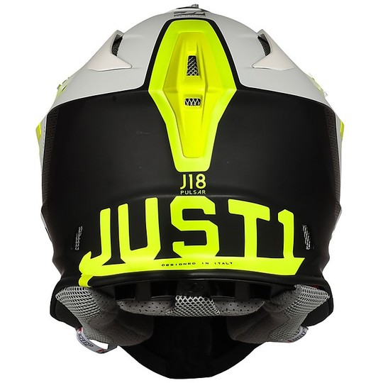 Moto Cross Enduro Helm In Just1 J18 PULSAR Fiber Fluo Gelb Weiß Matt Schwarz