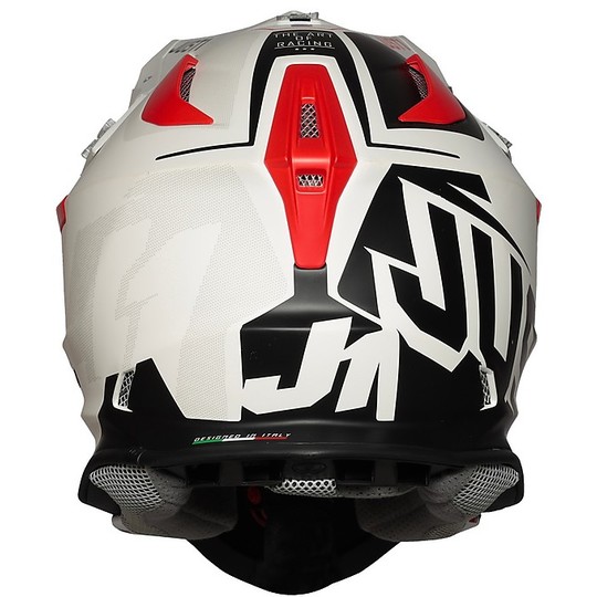 Moto Cross Enduro Helm In Just1 J18 VIRTUAL Fiber Fluo Rot Matt Weiß