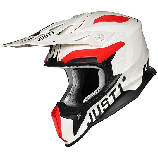 Moto Cross Enduro Helm In Just1 J18 VIRTUAL Fiber Fluo Rot Matt Weiß