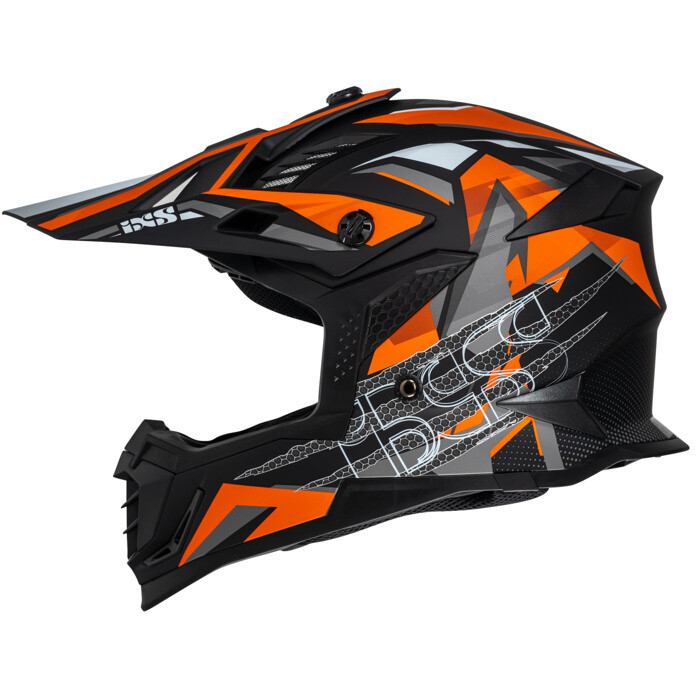 Moto Cross Enduro Helm iXS 363 2.0 Matt Schwarz Orange Fluo