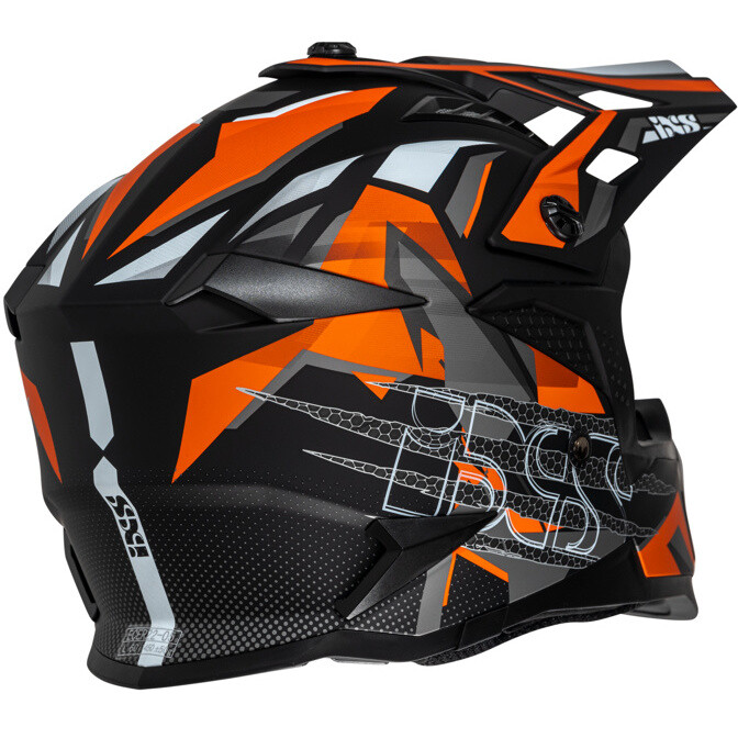 Moto Cross Enduro Helm iXS 363 2.0 Matt Schwarz Orange Fluo