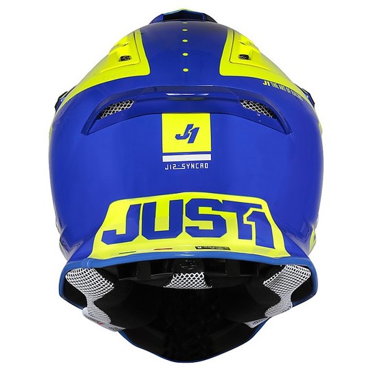 Moto Cross Enduro Helm Just1 J12 Carbon SYNCRO Gelb Fluo Blue Carbon
