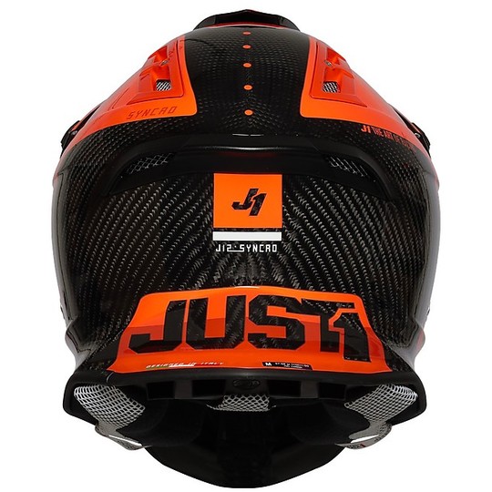 Moto Cross Enduro Helm Just1 J12 Carbon SYNCRO Orange Fluo Schwarz Carbon