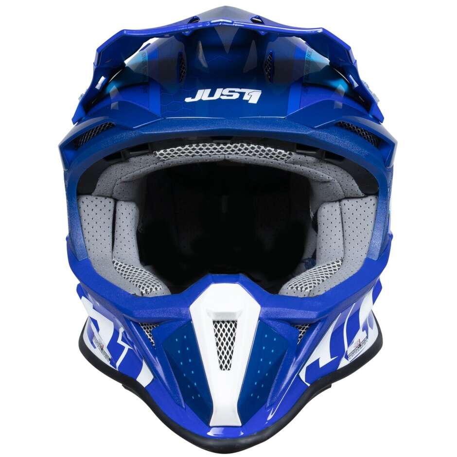 Moto Cross Enduro Helm Just1 J18-f Hexa Weiß Blau