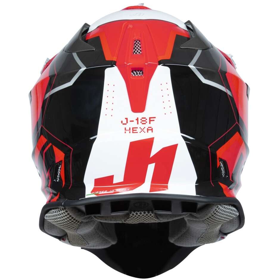 Moto Cross Enduro Helm Just1 J18-f Hexa Weiß Fluo Rot Schwarz