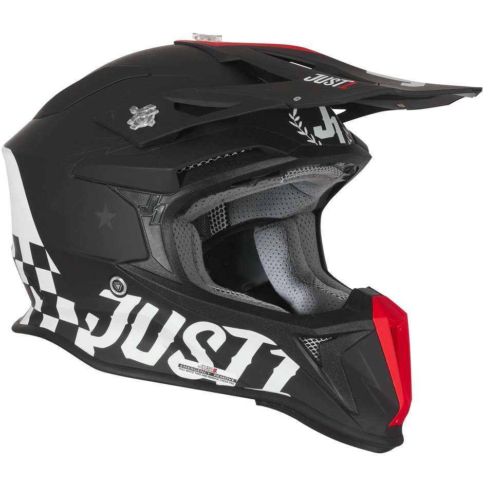 Moto Cross Enduro Helm Just1 J18 + MIPS OLD SCHOOL Mattschwarz