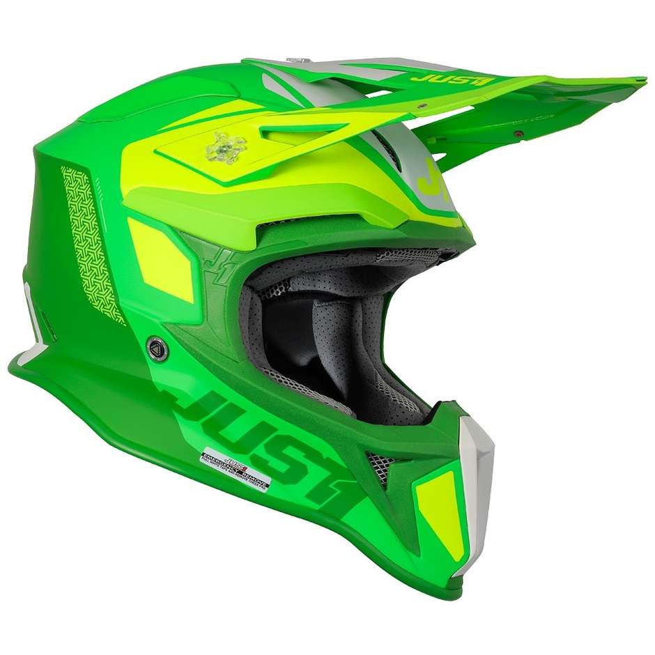 Moto Cross Enduro Helm Just1 J18 + MIPS PULSAR Matt Lime Fluo Green
