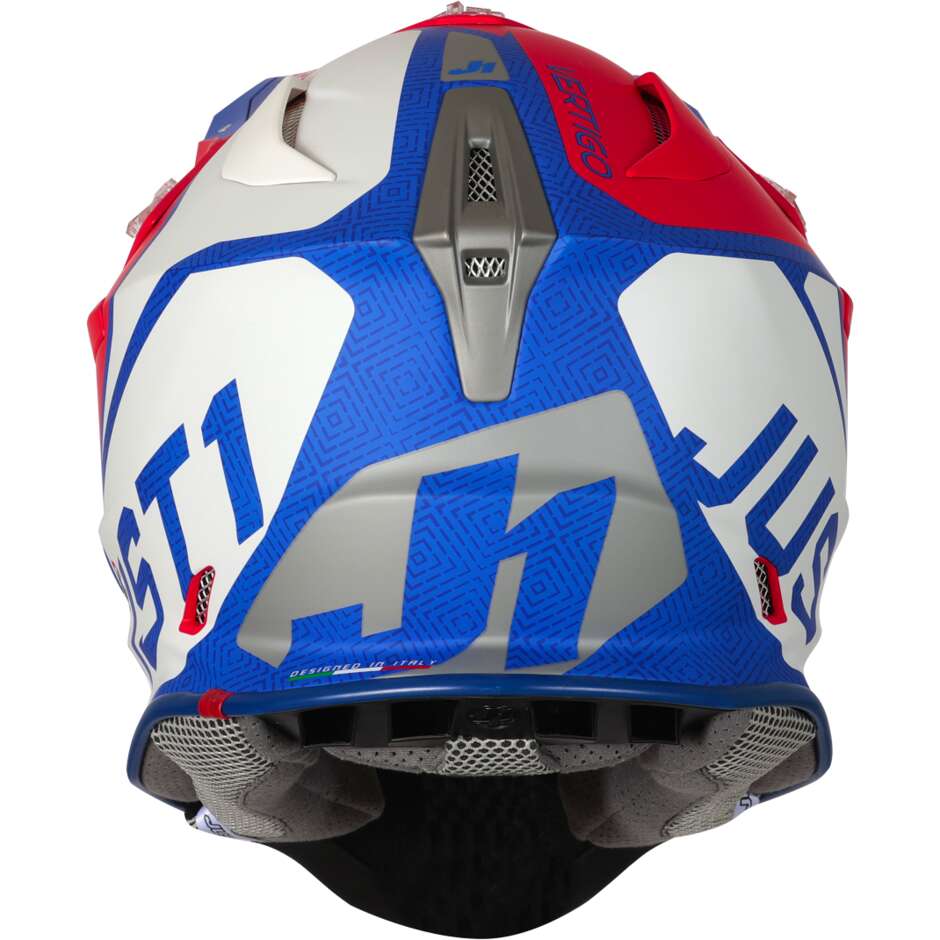 Moto Cross Enduro Helm Just1 J18 Mips Vertigo Blau Weiß Rot