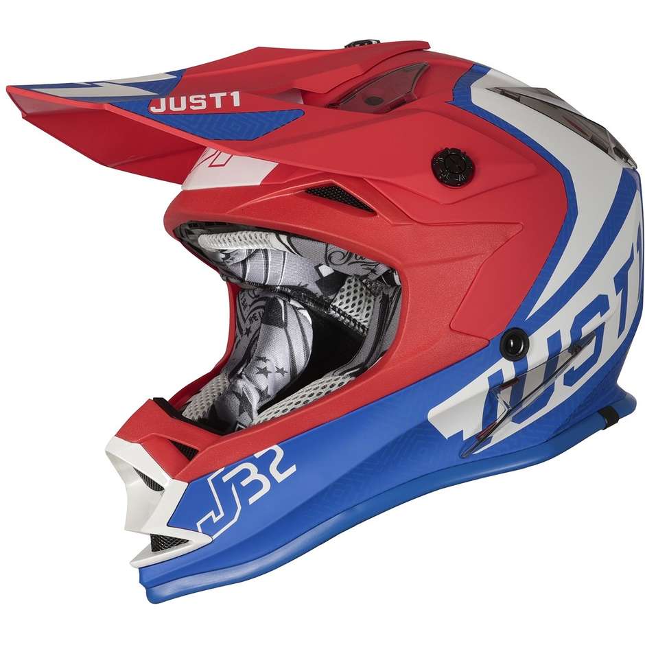Moto Cross Enduro Helm Just1 J32 VERTIGO Blau Weiß Rot