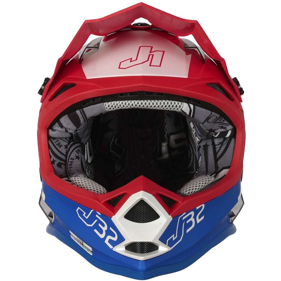 Moto Cross Enduro Helm Just1 J32 VERTIGO Blau Weiß Rot