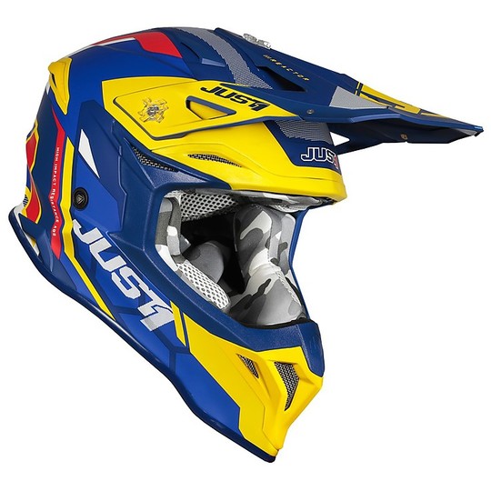 Moto Cross Enduro Helm Just1 J39 Abs REACTOR Gelb Blau Matt