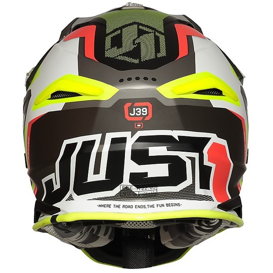 Moto Cross Enduro Helm Just1 J39 ABS REACTOR Gelb Rot Fluo Matte