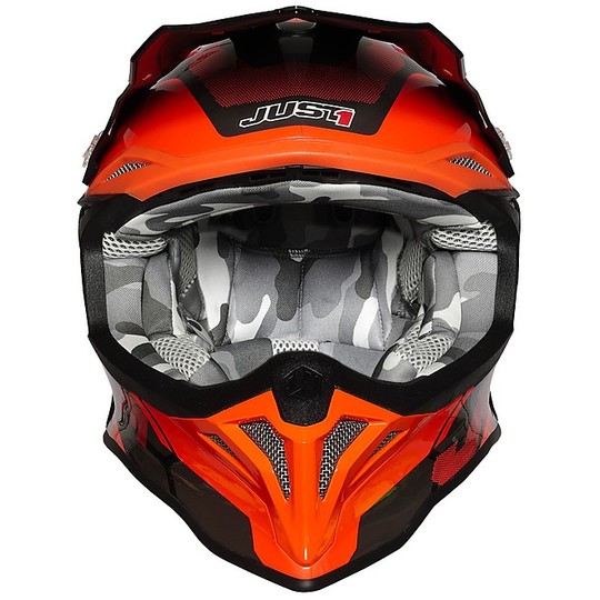 Moto Cross Enduro Helm Just1 J39 Abs REACTOR Orange Fluo Schwarz