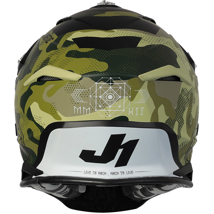 Moto Cross Enduro Helm Just1 J39 KINETIC Camo Militärgrün Matt Schwarz