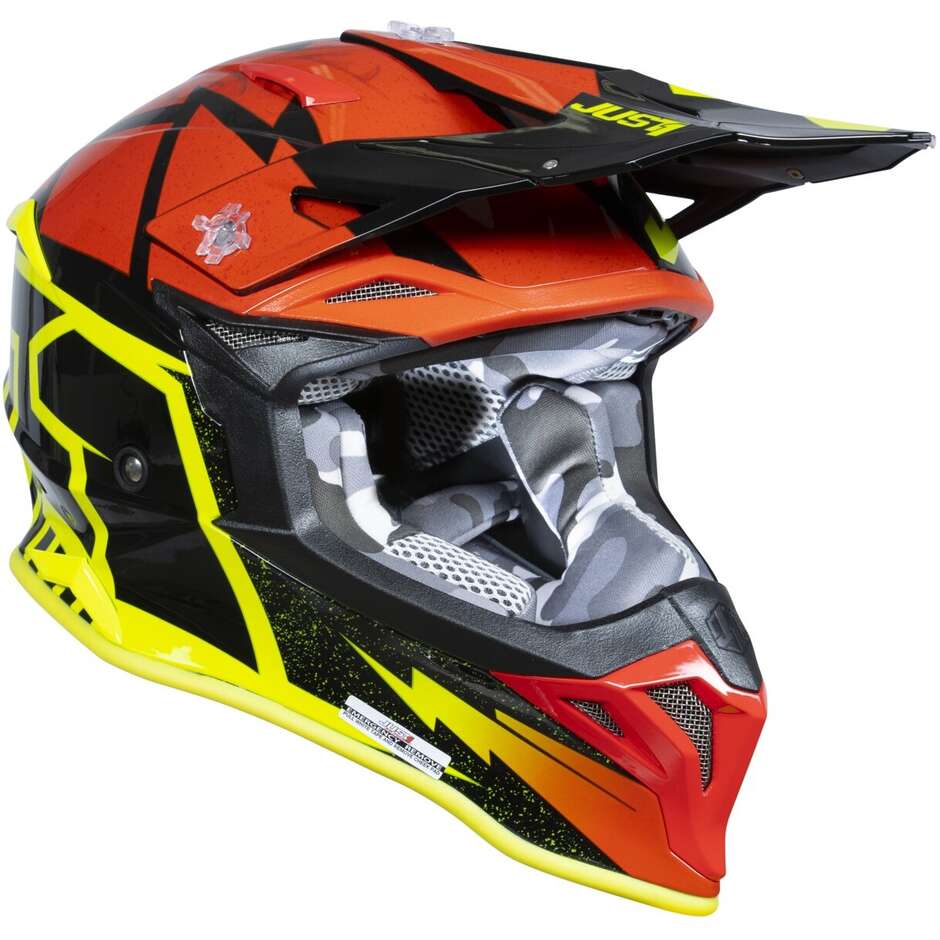 Moto Cross Enduro Helm Just1 J39 Poseidon Fluo Gelb Rot Schwarz