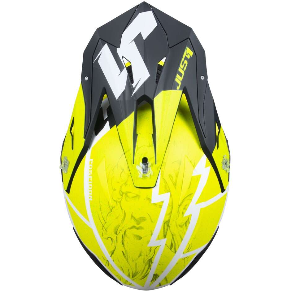 Moto Cross Enduro Helm Just1 J39 Poseidon Fluo Gelb Schwarz Weiß