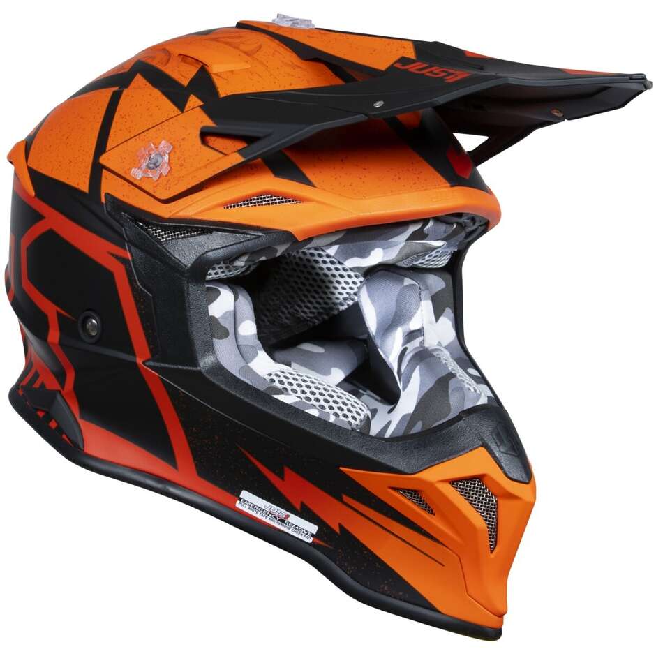 Moto Cross Enduro Helm Just1 J39 Poseidon Fluo Orange Rot Schwarz
