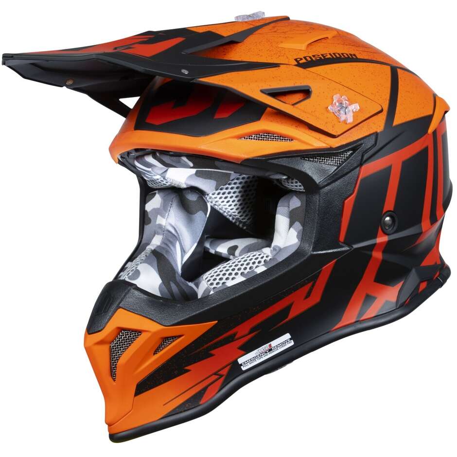 Moto Cross Enduro Helm Just1 J39 Poseidon Fluo Orange Rot Schwarz