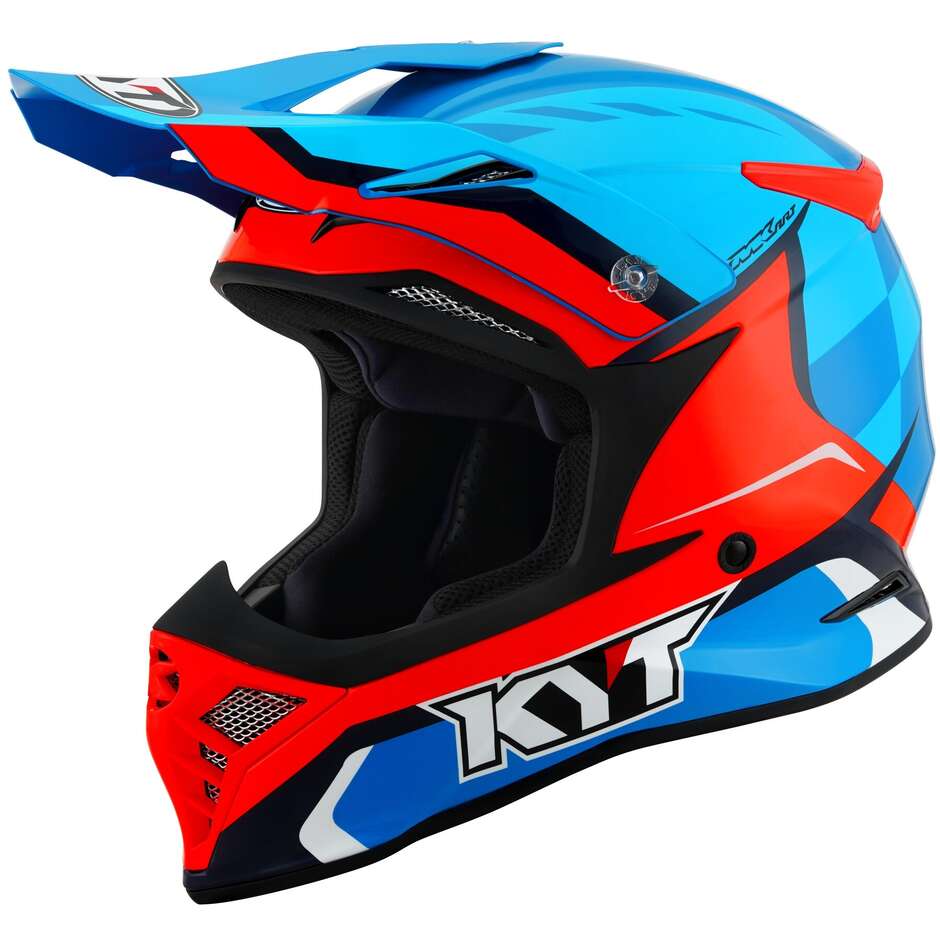 Moto Cross Enduro Helm Kyt SKYHAWK GLOWING BLUE ORANGE FLUO