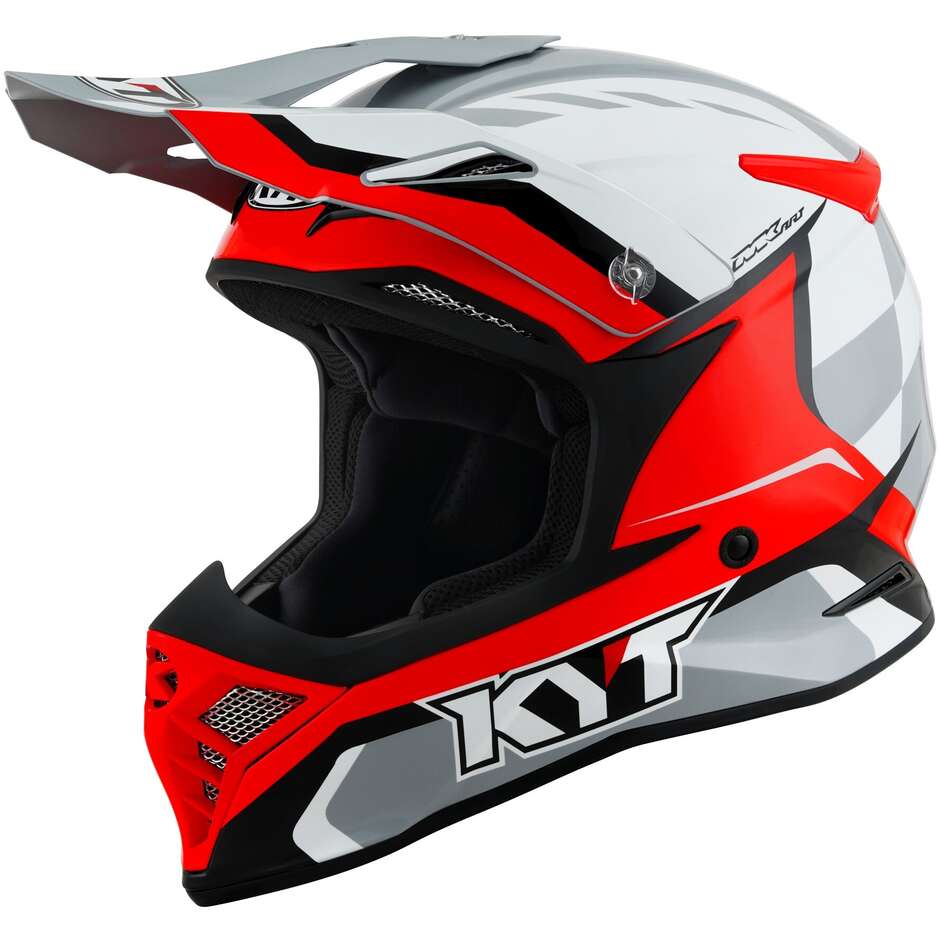 Moto Cross Enduro Helm Kyt SKYHAWK GLOWING Weiß Rot