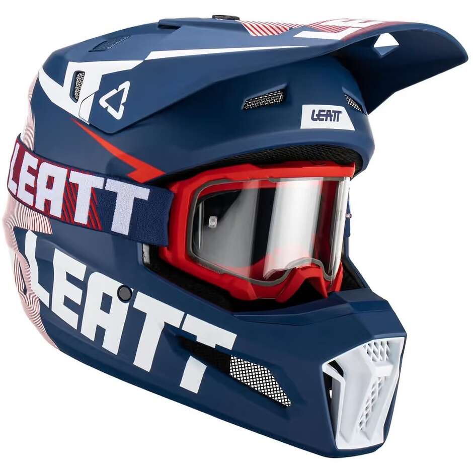 Moto Cross Enduro Helm Leatt 3.5 V23 Royal mit Maske