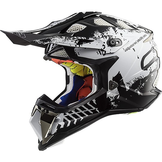 Moto Cross Enduro Helm LS2 MX 470 subverter Intruder Schwarz Weiß