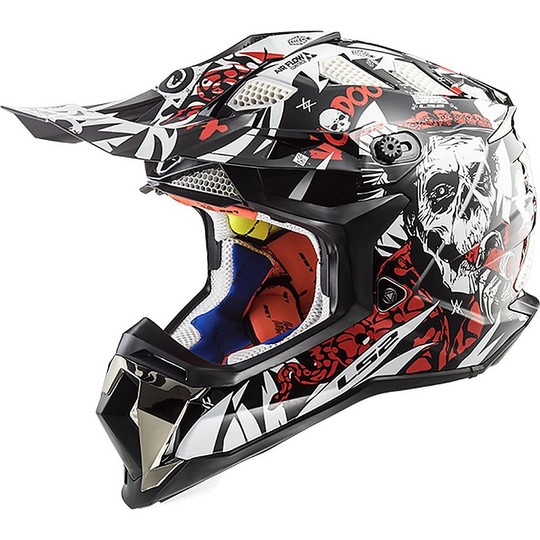 Moto Cross Enduro Helm LS2 MX 470 subverter Voodoo Schwarz Weiß Rot