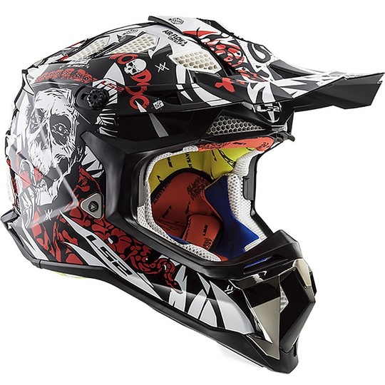 Moto Cross Enduro Helm LS2 MX 470 subverter Voodoo Schwarz Weiß Rot