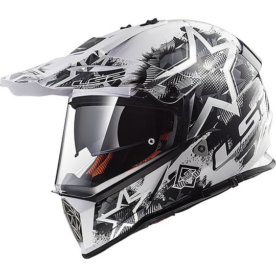 Moto Cross Enduro Helm LS2 MX436 Pioneer Chaos Black White
