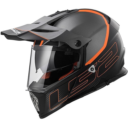 Moto Cross Enduro Helm LS2 MX436 Pioneer Element Titanium Matte Black