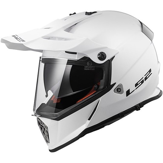 Moto Cross Enduro Helm LS2 MX436 Pioneer Mono Glossy White