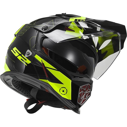 Moto Cross Enduro Helm LS2 MX436 Pioneer Trigger-Black / Hallo-Vision