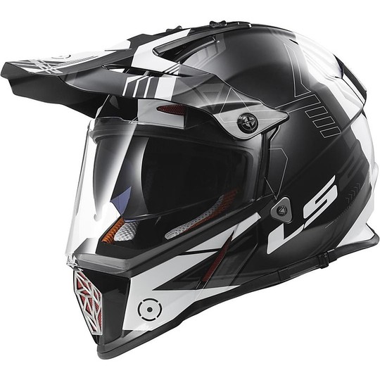 Moto Cross Enduro Helm LS2 MX436 Pioneer Trigger-Black / White / Titanium