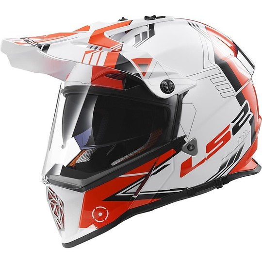 Moto Cross Enduro Helm LS2 MX436 Pioneer Trigger-Weiß / Schwarz / Rot