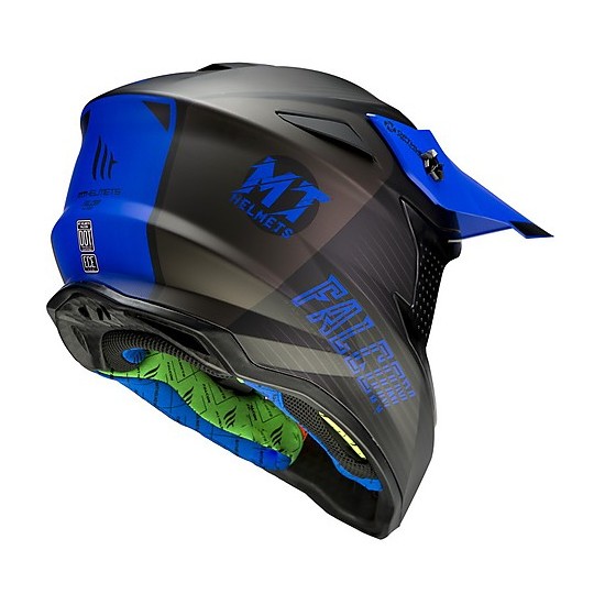 Moto Cross Enduro Helm MT Helme FALCON System D7 Matt Blau