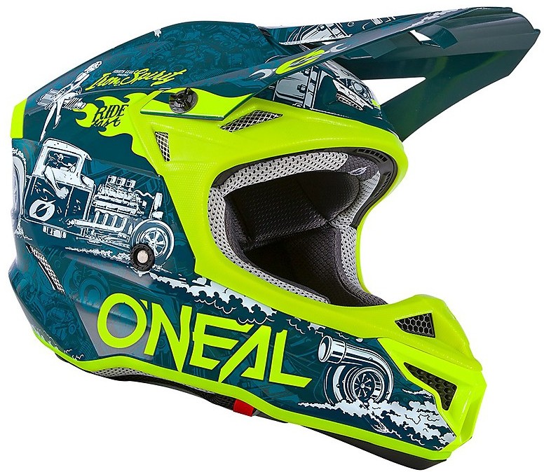 ONeal 8SRS MX Helm Blau Neon Gelb Motocross Enduro Motorrad Fiberglas leicht 