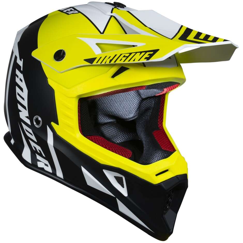 Moto Cross Enduro Helm Origin Hero Thunder Gelb Fluo Schwarz Weiß Matt