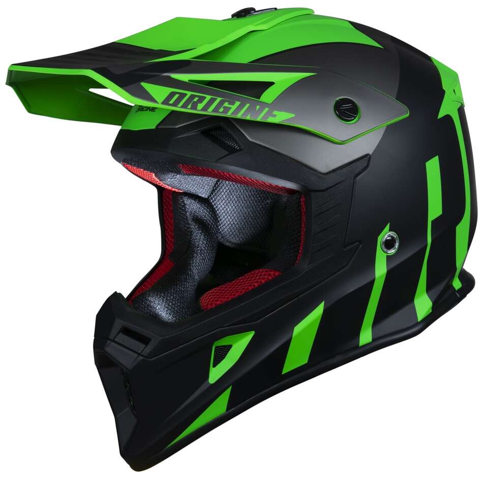 Moto Cross Enduro Helm Origin Hero Thunder Titan Schwarz Fluo Grün Matt
