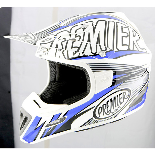 Moto Cross Enduro Helm Predator Premier Fibre Tricomposita Blau TF1