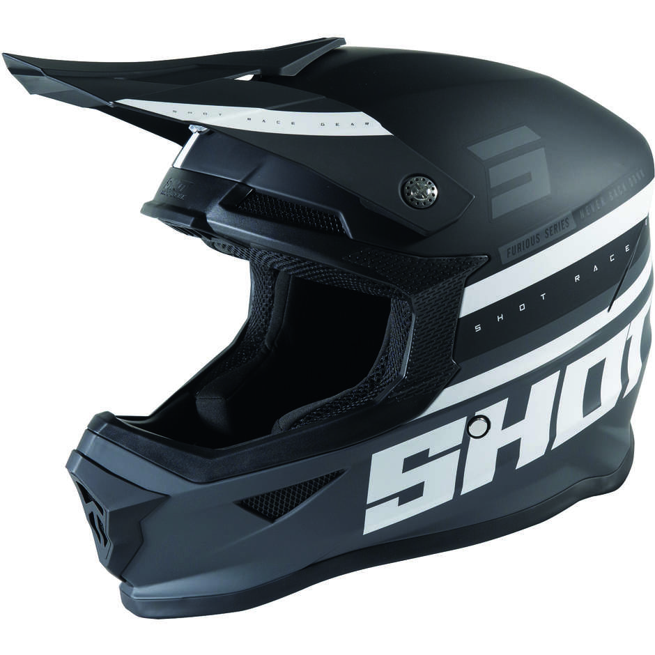 Moto Cross Enduro Helm Schuss Furios Shining Black Grey