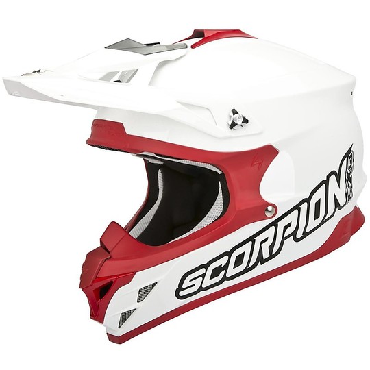 Moto Cross Enduro Helm Scorpion VX-15 Air EVO Fest Weiß Rot