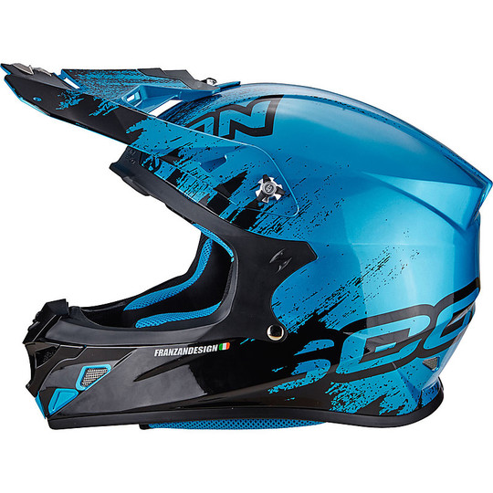 Moto Cross Enduro Helm Scorpion VX-21 Air Mudirt Schwarz Blue Sky