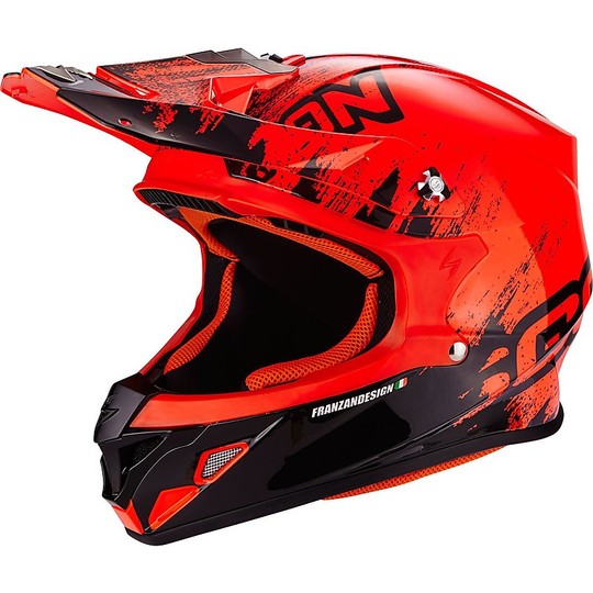 Moto Cross Enduro Helm Scorpion VX-21 Air Mudirt Schwarz Rot Neon