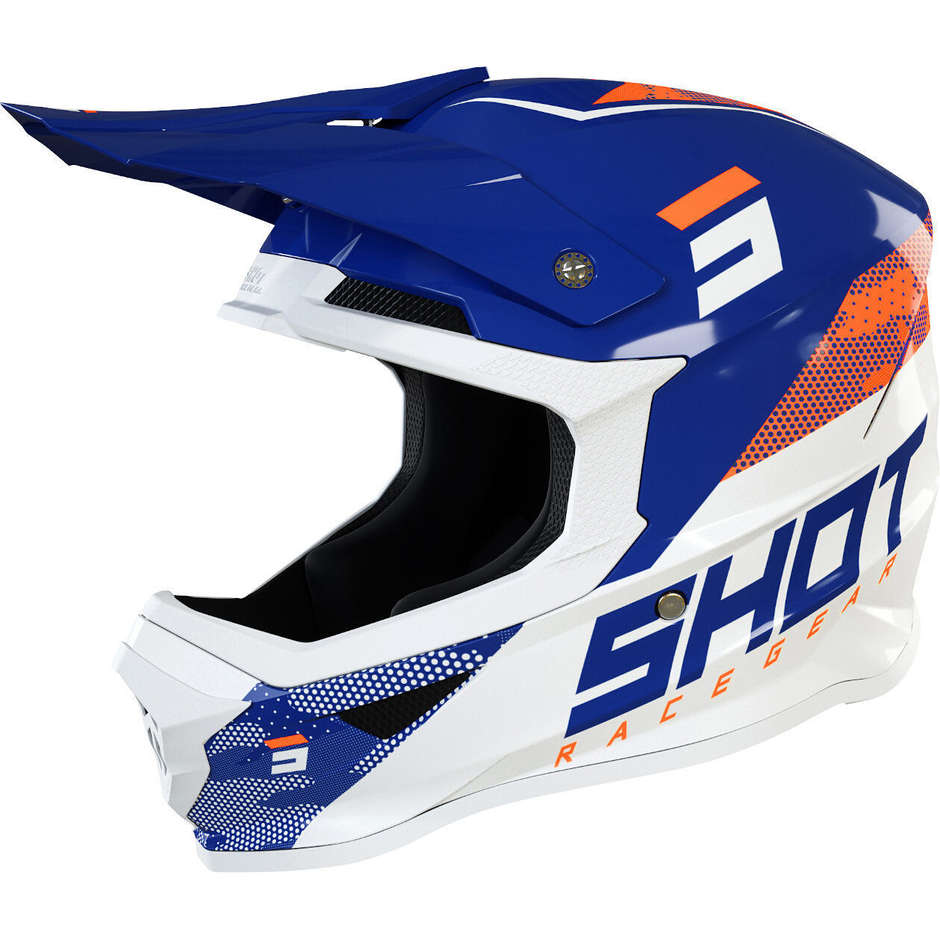 Moto Cross Enduro Helm Shot FURIOUS CAMO Blau Navy Glossy Orange
