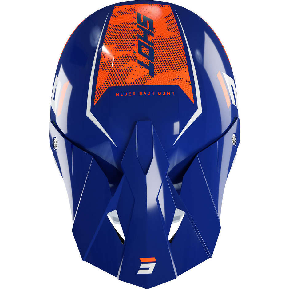 Moto Cross Enduro Helm Shot FURIOUS CAMO Blau Navy Glossy Orange