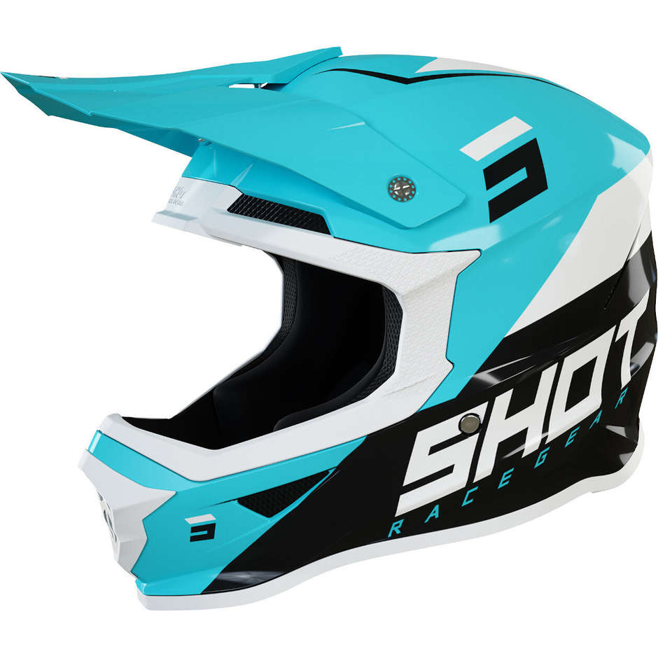 Moto Cross Enduro Helm Shot FURIOUS CHASE Glossy Turquoise Black